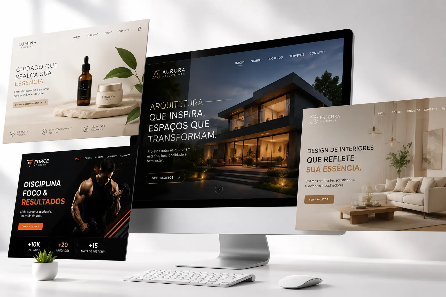 Mockup de site profissional exibido em tablet e desktop
